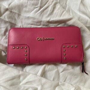 Cloe Pink Studded Leather Wallet